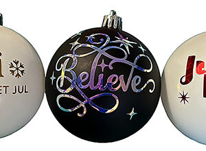 Julekule med tekst - 8 cm