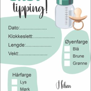 Babygjetting grønn flaske - PDF-fil