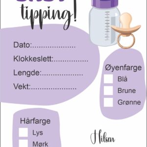 Babygjetting lilla flaske - PDF-fil