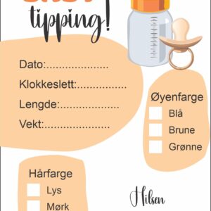 Babygjetting oransje flaske - PDF-fil